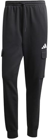 adidas Uomo Essentials FEELCOZY Fleece Cargo Pant, Black/White, L