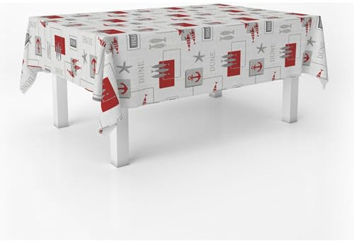 ECOMMERC3 Nappe en Toile cirée rectangulaire Taille 140 Ronde - Style, durabilité et Facile d'entretien pour Votre Table - Nappe en Toile cirée Anti-Taches et imperméable Sea Rouge
