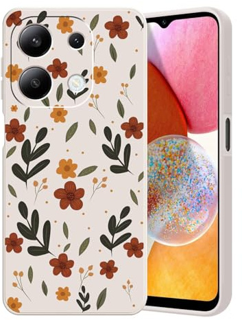 Guxira Coque Compatible avec Xiaomi Redmi Note 13 Pro 5G, Étui de Protection Antichoc Silicone Case avec Motif Fleurs Design Souple Anti-Rayures Protection Cover, Fleurs en Feuilles