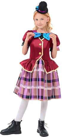 Funnlot Hutmacher Kostüm Kinder, Faschingskostüme Kinder Mädchen Alice im Wunderland Kostüm Verrückter Hutmacher Karneval Kostüm Kinder für Fasching M(5-6 Jahre)