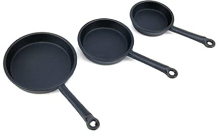 3pcs Casa delle Bambole Cucina Miniatura Metallo Padelle Pentola Pentole Pentole Accessori Cucina Nero