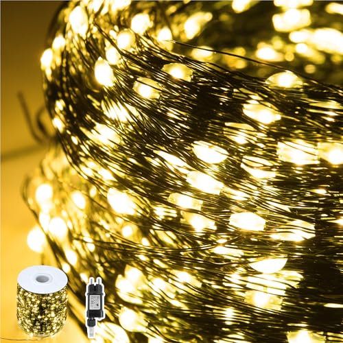 SUBTLETY 120m Grün Kupferdraht Lichterkette 1200 LEDs Weihnachtsbeleuchtung mit 8 Leuchtmodi Wasserdichte IP44 Lichtstränge für Garten & Balkon Lichterketten für Weihnachten Ostern Halloween Hochzeit
