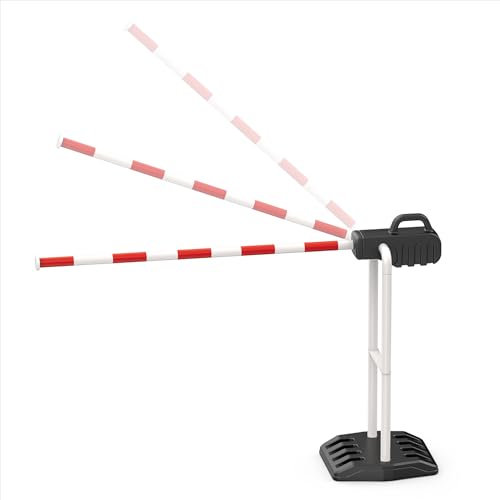 alldoro 60233 Verkehrsschranke für Kinder, 110 x 68 cm, Verstellbarer Schrankenarm, befüllbarer Standfuß, Indoor & Outdoor, ab 3 Jahren, Rot/Weiß