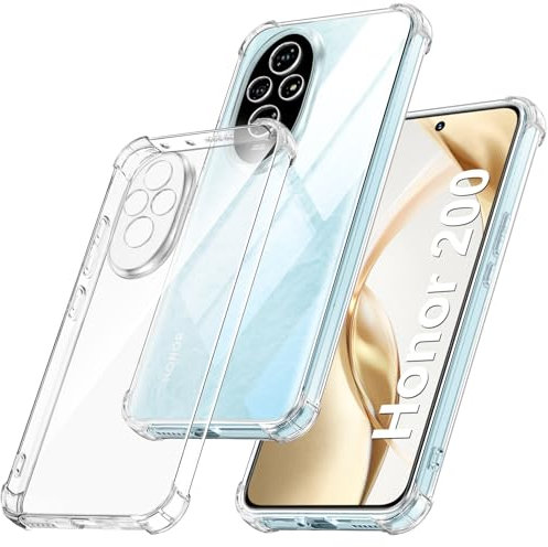 FLLAO Cover Compatibile con Honor 200 5G [Protezione Fotocamera] Custodia Anti Ingiallimento Antiurto Cover Silicona TPU Morbido per Honor 200 5G - Trasparente