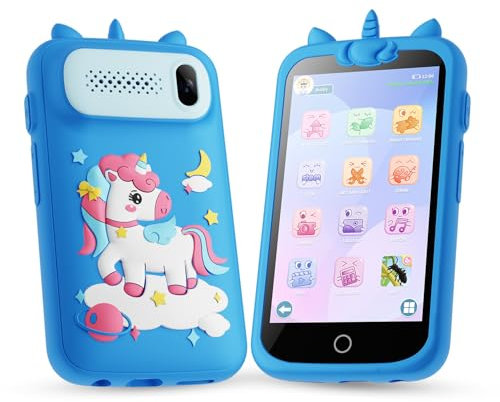 Kids Smart Phone Toys for Boys, 3.97 Touchscreen Cell Phone for Kids, Toddler Learning Gift Toys with Games Music Player, 8GB Card Blue