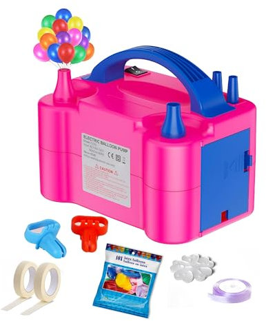 Electric Balloon Pump, Portable Dual Nozzle Balloon Inflator, Balloon Pump With 2 Modes, 15 Accessories For Wedding, Birthday, Party And Decoration 220V-240V (600 Watt)