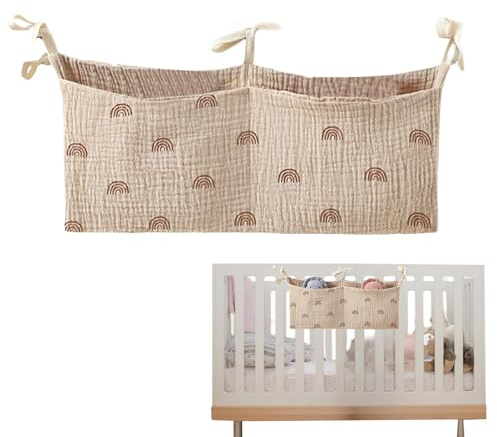 Generisch Wickeltisch Organizer | Wickeltasche Organizer Fürs Kinderbett,Platzsparendes Babybett-Zubehör Für Spielzeug Bücher Flaschen Feuchttücher