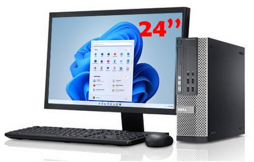 Dell Desktop Rinnovato Completo - Intel i5, SSD 240 GB, Windows 11, Display 24, WiFi, Tastiera mouse, DVD, ufficio, Bundle Full HD, PC compatibile