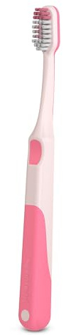 Suavinex, Cepillo de Dientes Infantil, para Niños y Niñas +6 Años, Cerdas Suaves en Zig Zag, Ideal Molares, Dientes de Leche y Definitivos, Mango Ergonómico y Antideslizante, Raspador Lingual, Rosa