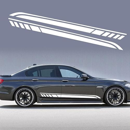YMNBFCX 2 Pezzi Adesivi Auto,per Audi A1 2018-2022 2023 2024 2025 Strisce grafiche in vinilecarrozzeri, Grafico Strisce Corsa Sportiva,Adesivo Laterali,B/White