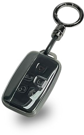 XMSCN TPU Schlüsselanhänger Cover für Land Rover Defender Discovery Evoque LR4 Range Rover Sport, TPU Schlüsselanhänger Hülle für Jaguar F-PACE F-TYPE XE XF XFR XJ Zubehör mit Schlüsselanhängern
