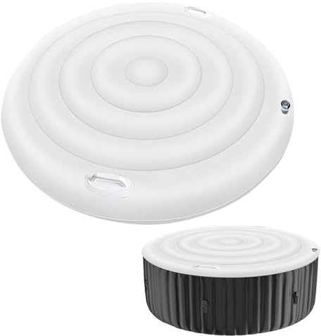 Whirlpool Abdeckung Aufblasbar, Whirlpools Überdachung, Thermoabdeckung Whirlpool Zubehör, Faltbarer Badewannendeckel mit Handgriff, Aufblasbare Poolabdeckung Rund für Haus, Garten(A)
