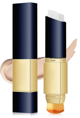 2-In-1 Foundation Stick, Doppelseitiger Abdeckstift mit Make-up-Pinsel, Doppelkopf Abdeckstift für makellosen Teint, Cremig für natürliches Make-up, Langzeit-Haltbarkeit (Natürliche)
