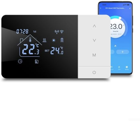 Puupaa WiFi Programmable Thermostat for Heating and Cooling, for Tuya for Smart Life for Alexa, Temperature Controller for Gas Boilers, 7-Day Schedule, Voice Control