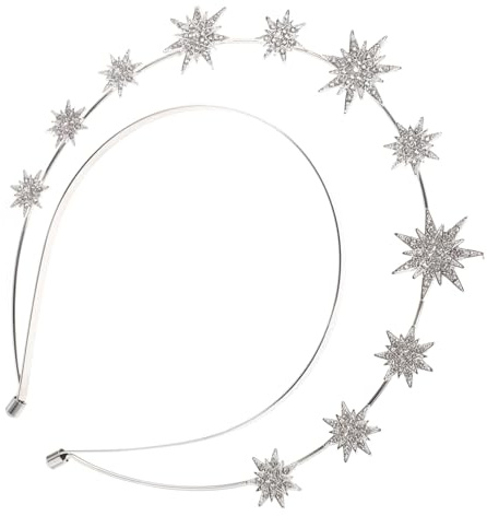 FONDOTIN Silbernes Sternen haarreif Braut Haarschmuck Doppellagiger Six pointed Star Stirnband für Hochzeit Party Abschlussball und Alltag Leichtes Glänzendes Design für Frauen