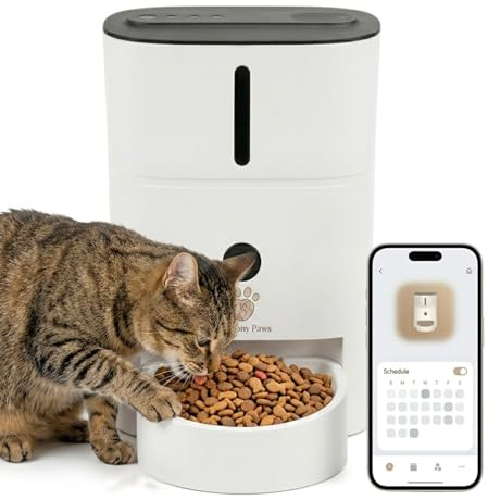 HarmonyPaws Distributeur de Croquette prenium Automatique connecté Smartlife WiFi avec caméra Haute définition à détecteur de Mouvement et Micro intégré