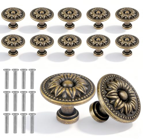 Hopton 12 Stück Möbelgriffe, 30 mm Möbelknöpfe Schrankgriffe Vintage | Möbelgriffe Vintage mit Schrauben, Schrankknöpfe Vintage für Kommode Schubladen, Kleiderschränke, Möbel, Badezimmer, Küchen