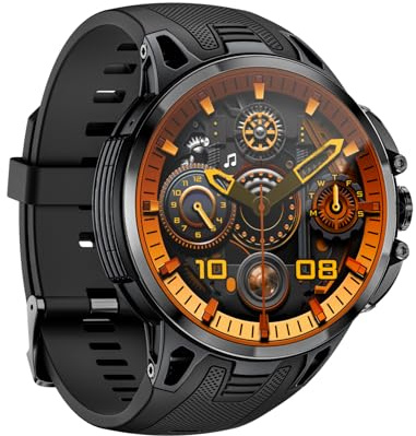 ERYUE Montre Intelligente GPS WiFi avec Caméra pour Carte Nano SIM 4G, Montre de Sport à écran Tactile pour Femme, Résistante à l'eau IP67, écran de 1,75 Pouces (Noir)