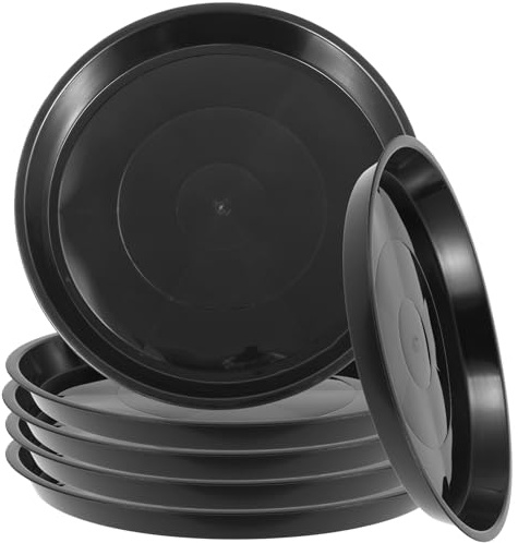 Rainmae 6 Stück Blumentopf Untersetzer Rund 46 cm Topfuntersetzer Pflanzen Schwarz Unterteller Blumentopf Kunststoff Pflanzenuntersetzer Pflanztopf Untersetzer für Innen- und Außenpflanzen