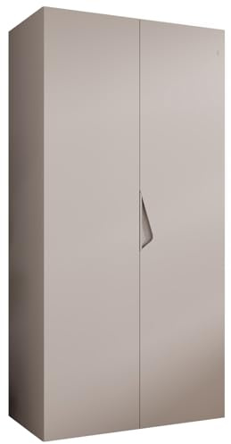 MEBLE KRYSPOL - Kleiderschrank - Garderobenschrank - 100 cm x 202 x 52 cm - Schrank mit Kleiderstange, 2 Türen - für Schlafzimmer, Flur - SANDI, Kaschmir, Griff Kaschmir