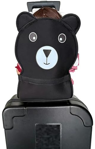 Siège de valise pour enfant avec ceinture réglable, siège portable pour bébé sur valise, siège de voyage en forme d'animal de dessin animé (noir)