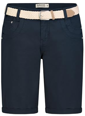 Sublevel Sommer Stoffbermuda mit Flechtgürtel viele Farben