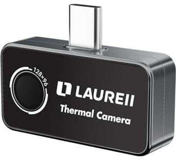 LAUREII Wärmebildkamera für Android Typ-C, 128 × 96 IR-Auflösung, Wärmebildkamera, tragbare Wärmebildkamera, Plug-and-Play-Telefon-Thermokamera für Heiminspektion, HVAC, Automobil-Haustiererkennung