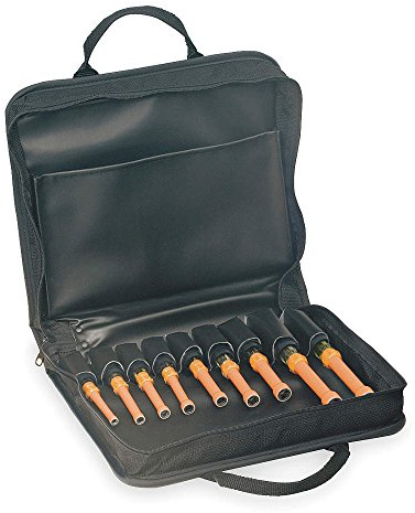 Klein Tools 33523 9-teiliges 1000-Volt-Cusion-Grip, isoliert, 7,6 cm und 10,2 cm Schaft, Steckschlüssel-Set