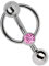 Modern Nature Piercing-Schmuck Intimpiercing Titan Banane in 1,6 x 10 mm + 5 mm Lochkugel und Klemm-Ring mit Stein in rosa