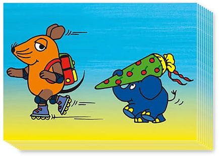 modern times 10er Set Postkarte SENDUNG MIT DER MAUS - Motiv: EINSCHULUNG, Anlass: Kindermotive, Künstler/Verlag SCHMITT-MENZEL/STREICH, Größe: A6