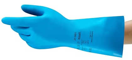 Ansell AlphaTec 37-501 Chemikalienschutz-Handschuhe aus Nitril, Wiederverwendbare Chemie-Handschuhe für Industrie, Lebensmittel Geeignet, Arbeitshandschuhe Latexfrei, Blau, Größe XS (12 Paar)