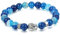 Flongo Perlen Edelstein Yoga Armband Wickelarmband Naturstein Kugelkette Armband Healing Reiki Mala Kette mit Buddha Kopf
