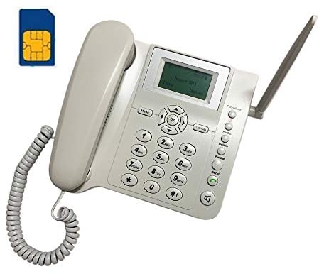 BW Telefono da scrivania wireless Quad Band GSM – schermo LCD da 2,4 pollici, batteria ricaricabile, ID chiamante, ricomposizione, funzioni vivavoce – bianco