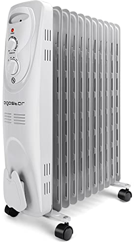 Aigostar Radiateur à bain d’huile portable. 11 éléments, 2300 W. 3 niveaux de puissance et thermostat réglable. Couleur: gris clair. Design exclusif.-Pangpang 33IEJ