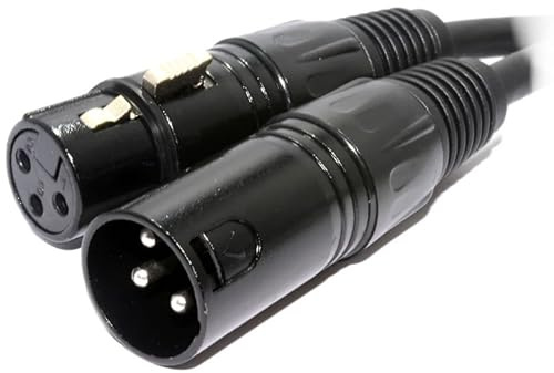 PULSE PLS00268 DMX 3 Pin XLR Male to Female, 2 Pair+Screen, 5 M, Black