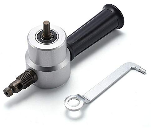 Metal Cutter, Sheet Nibbler Metal Cutter, Double Head Drill Attachment Metal Cutting Sheet Nibbler Saw Tool Kit with Wrench