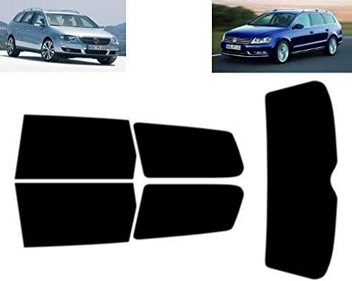Passgenaue Tönungsfolie für Passat B6/ B7 5-Türen Kombi 2005-2013 Heck/Seitenscheiben (05% Tiefschwarz)
