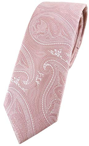TigerTie - schmale Designer Krawatte in rosa altrosa silber Paisley gemustert