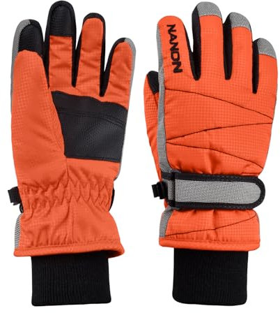 TRIWONDER Kinder Thermo-Fleece Skihandschuhe Snowboard Handschuhe Warme Winterhandschuhe für Jungen Mädchen (Orange, M (8-10 Jahre))