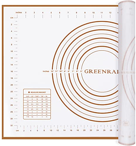 Large Silicone Pastry Mat Extra Thick Non Stick Baking Mat with Measurement Fondant Mat, Counter Mat, Dough Rolling Mat, Oven Liner, Pie Crust Mat (L-16''(W)24''(L), Gold)