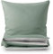 Blumtal Premium Extra Weiche Winter Bettwäsche Wendedesign 155x220 cm & 2x Kissenbezug 80x80 cm - Bettbezüge Mikrofaser, 3 teilig, Moonlight grey - Grau / Summer green - Grün