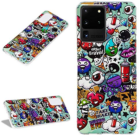 DasKAn Leuchtend Silikon Hülle für Samsung Galaxy A51, Fluoreszierend Licht im Dunkeln Bunt Muster Ultra Dünn Weich Gummi Rückseite Handy Tasche Stoßfest Gel TPU Schutzhülle, Graffiti