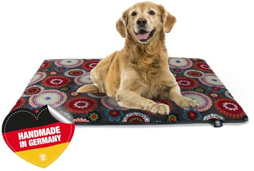 HS-Hundebett Made in Germany gepolsterte Hundedecke, Mandala Rot 95 x 135cm für kleine & große Hunde I Flauschige Hundedecke, waschbar, trocknergeeignet