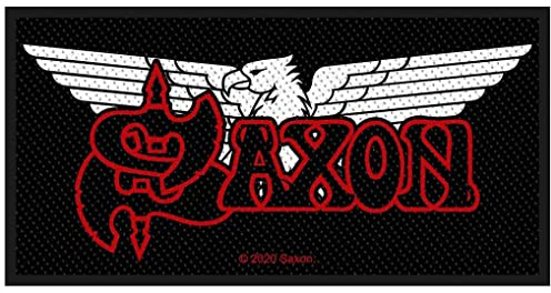 Saxon Logo & Eagle Unisex Patch schwarz/rot/weiß 100% Polyester Band-Merch, Bands