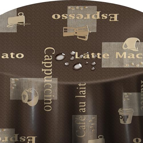Wachstuch Wachstischdecke Tischdecke Farbe und Größe wählabar Cappuccino Braun Oval ca. 140 x 200 cm abwaschbar Gartentischdecke