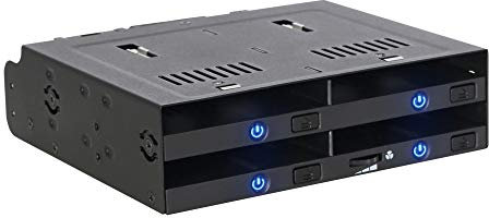 ICY DOCK 4 Bay 2.5 SATA/SAS SSD/HDD Hot-Swap Tool-Less Docking Enclosure for 5.25 Bay | flexiDOCK MB014SP-B