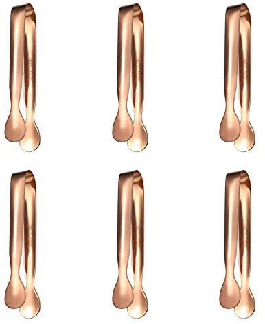 Raopuzi 6 Pcs Pince à Glaçons, 11cm Pince à Sucre en Acier Inoxydable Pince de Service Multifonctions pour Candy Bar Mariage Cuisine Anniversaire Parties (Or Rose)