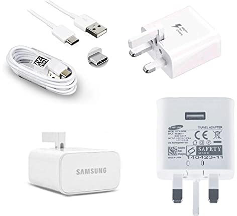 Samsung Galaxy A22 5G Charger, Genuine Samsung Galaxy Fast Adaptive UK Mains Wall Charger With TYPE-C Cable & Also Includes Braided Type C Cable