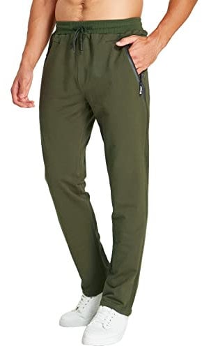 JustSun Herren Jogginghose Trainingshose Männer Sporthose Lang Baumwolle Fitness Hosen Reissverschluss Taschen Grün 3XL