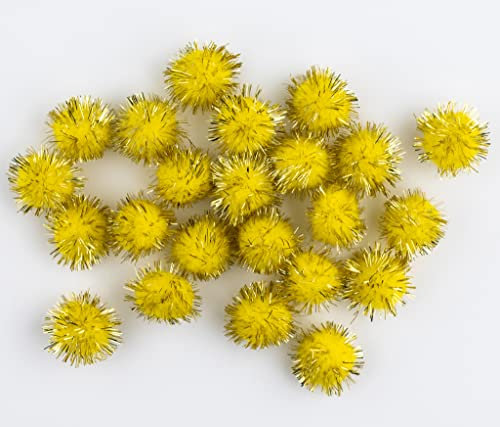 50 pompons zum basteln glitzer glitter gold in 25mm klein bastel zubehör pom pom bunt kugeln ponpons deko pompom plüsch